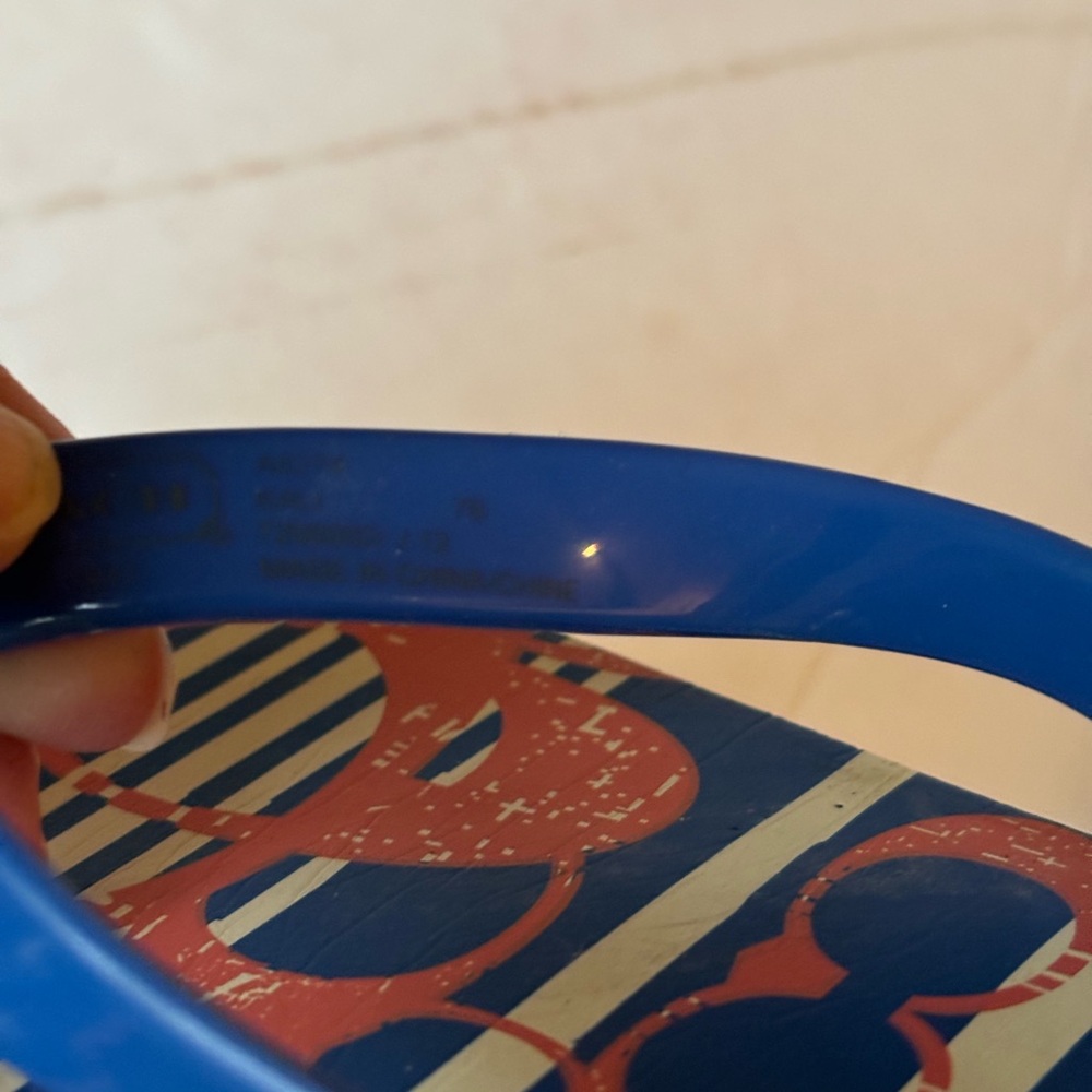 Coach KALI Sz 7 Striped Blue and Red Flip Flops - Picture 8 of 9